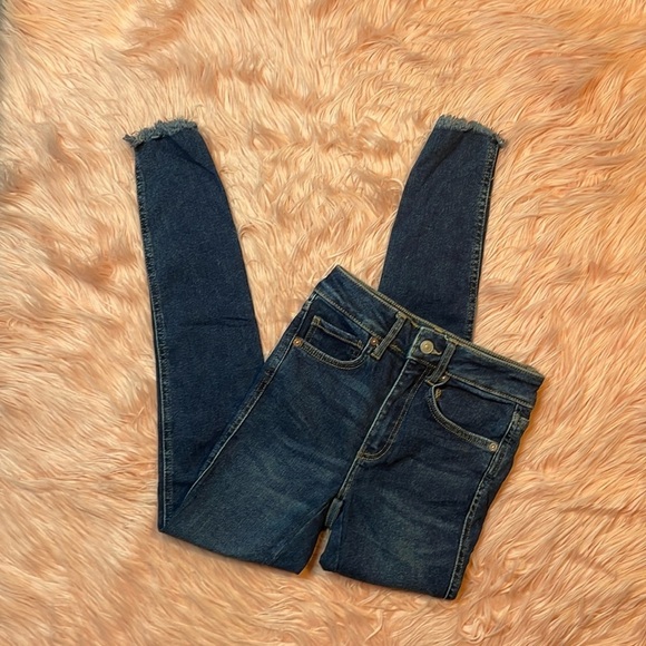 We The Free Free People Dark Wash High Rise Stretch Skinny Jeans Size 24 - Picture 1 of 8